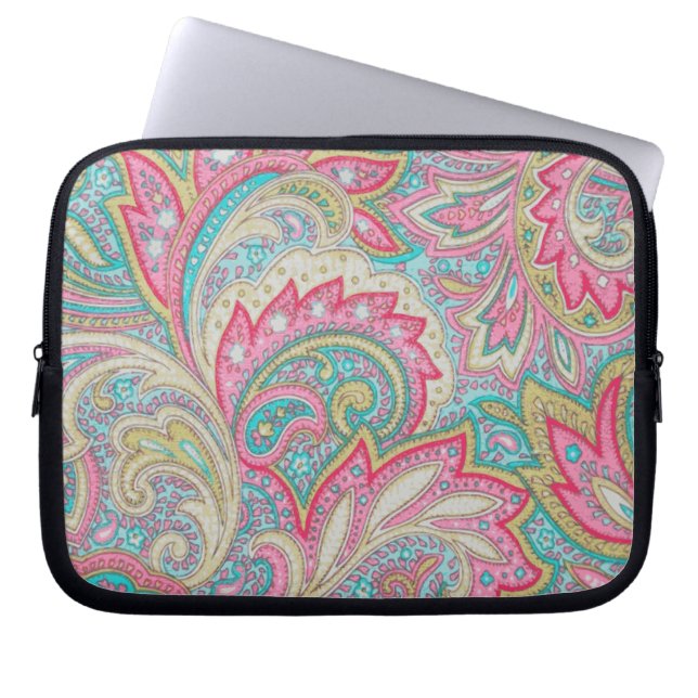 Rosa Paisley Laptop Fodral (Framsidan)