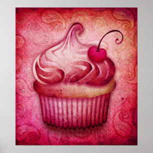 rosa paisley muffinkanvastryck poster