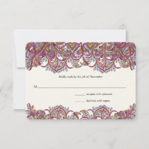 Rosa Paisley Peacock Bröllop OSA Kort