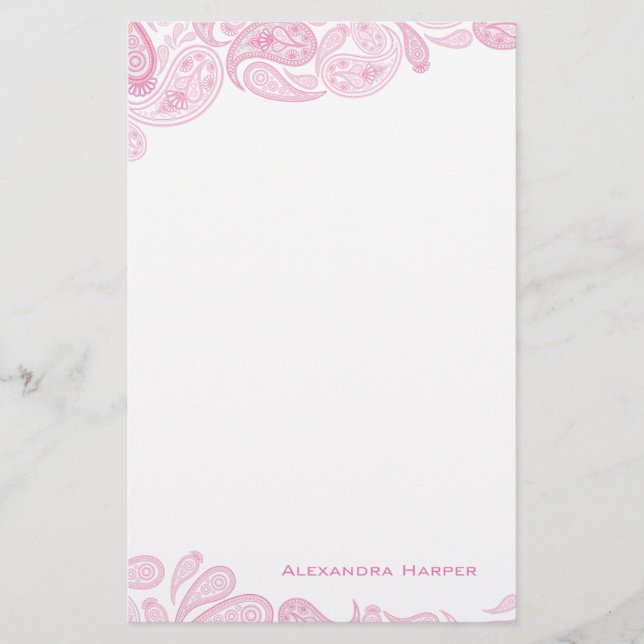 Rosa Paisley personligbrevpapper Brevpapper (Framsida)
