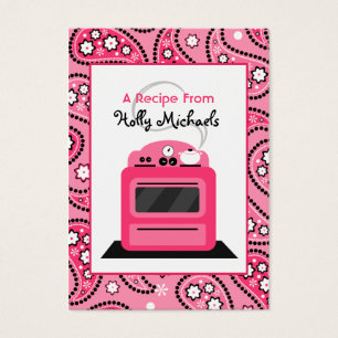 Rosa Paisley & Retro ugnrecept Visitkort