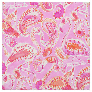 Rosa Paisley vattenfärg för FLAMINGO CONVO Tyg