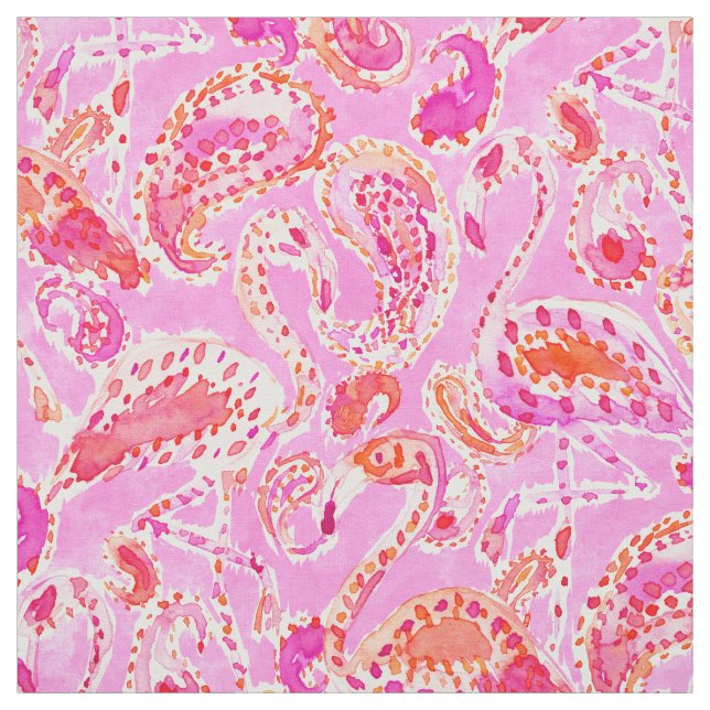 Rosa Paisley vattenfärg för FLAMINGO CONVO Tyg (Provkarta)