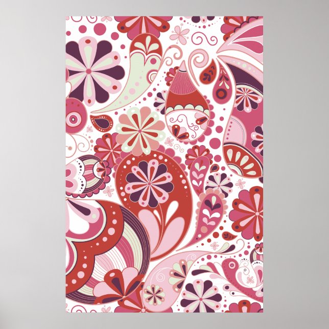 Rosa paisleymönsterbakgrund poster (Framsidan)