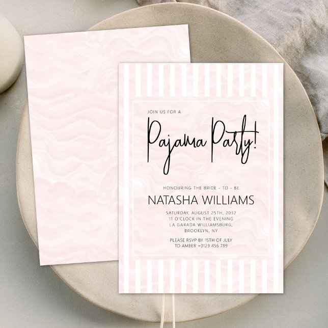 Rosa Pajama Party Slumber Rand Chic Inbjudningar (Skapare uppladdad)