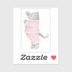 ROSA PAJAMAS CAT 2"X2" vinylSticker Klistermärken