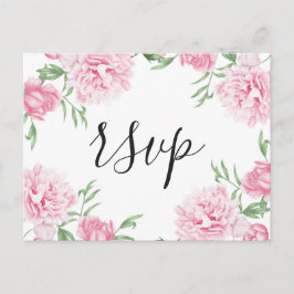 Rosa Paked Blommigt Peony | OSA Inbjudan Vykort