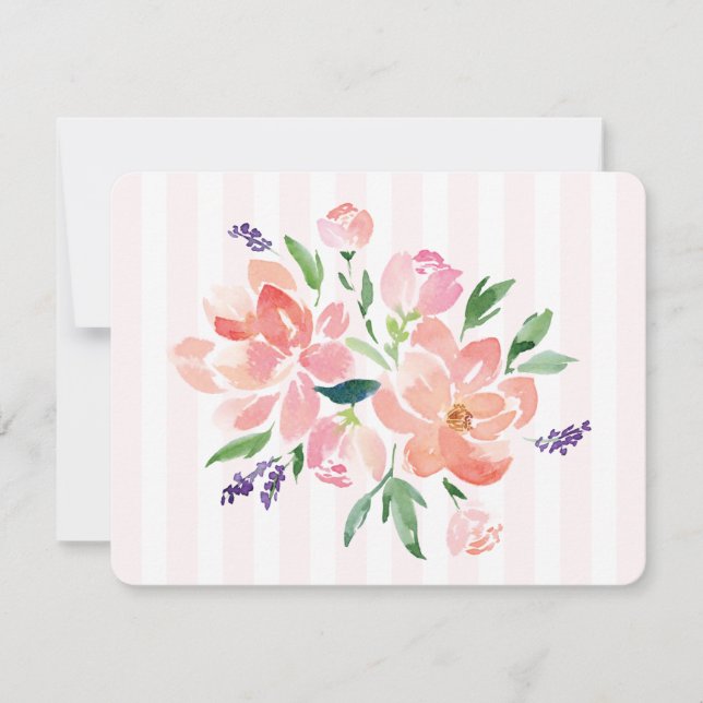 Rosa Paked Peony Stripe Anteckningskort (Framsida)