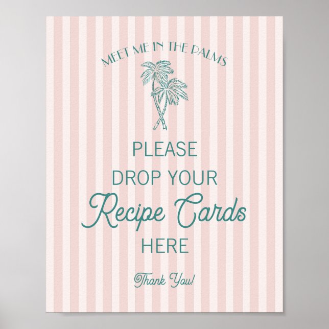 Rosa Palm Springs Strand Dela ett recept Bröllop Poster (Framsidan)