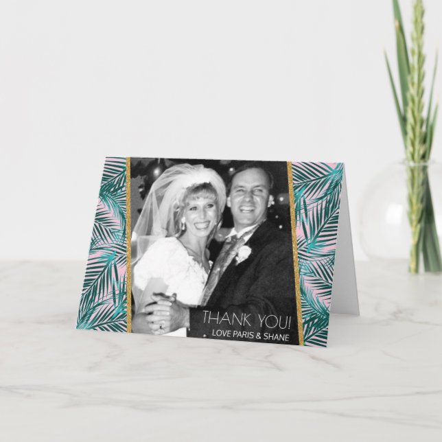 Rosa Palmblad Vikad Tacksamhetskort 5x7 Tack Kort (Framsida)