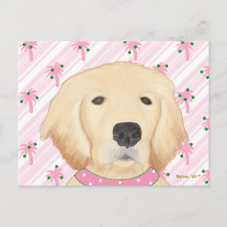 Rosa palmer Golden Retriever julkort Vykort