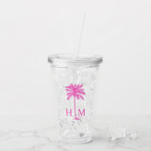 Rosa Palmetto Handflatan Träd Monogram