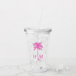 Rosa Palmetto Handflatan Träd Monogram Take Away Mugg