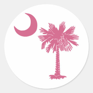 Rosa Palmetto Måne Runt Klistermärke