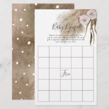 Rosa Pampas Grass Baby Shower Bingo Game