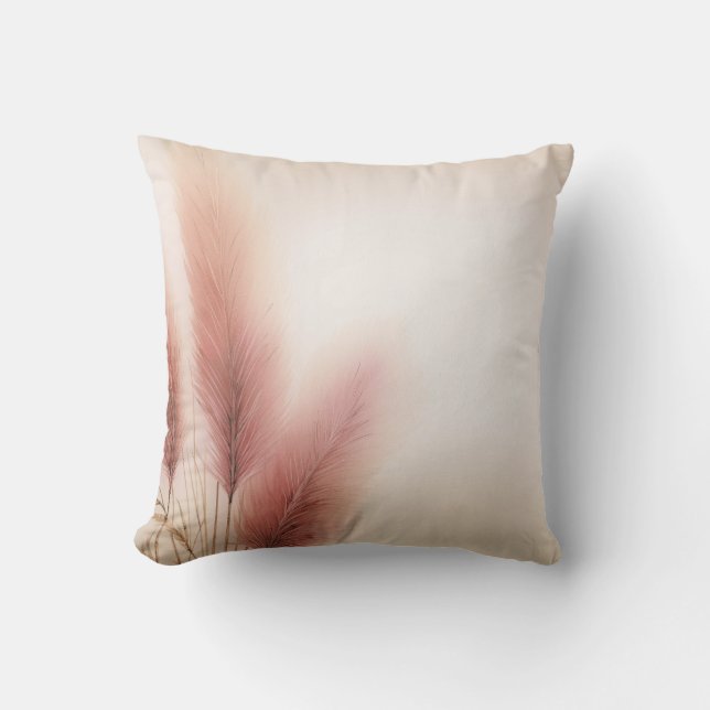 Rosa Pampas Grass Bohemian Boho Kudde (Framsida)