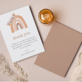 Rosa Pampas Grass Boho Rainbow Baby Shower Tack Kort