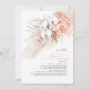 Rosa Pampas Grass Luncheon Möhippa Inbjudningar
