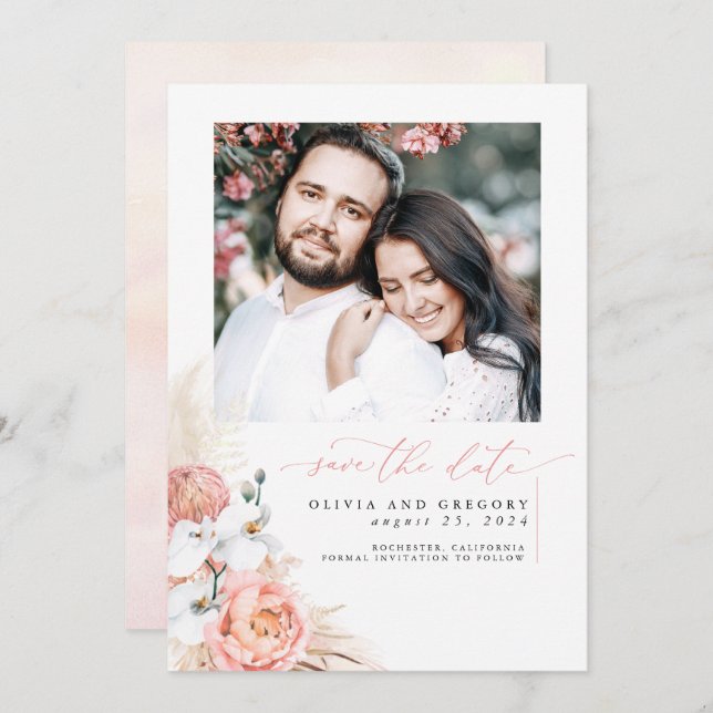  Rosa Pampas Grass Spara datumfoto Spara Datumet (Fram/baksida)