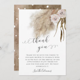 Rosa Pampas Grass Watercolor Baby Shower Tack Kort