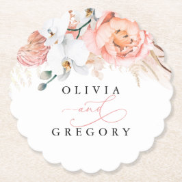 Rosa Pampasgräs Elegant Tropisk Papper Underlägg Papper