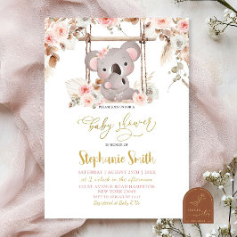 Rosa Pampasgräs Flora Koala Australiensisk Babyfli Inbjudningar