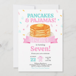 Rosa Pancakes och Pajamas Birthday Inbjudningar