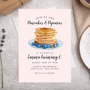 Rosa Pancakes Pajamas Birthday-inbjudan Inbjudningar