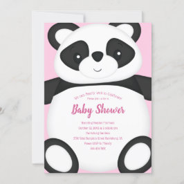 Rosa Panda Bear Baby Shower Inbjudningar