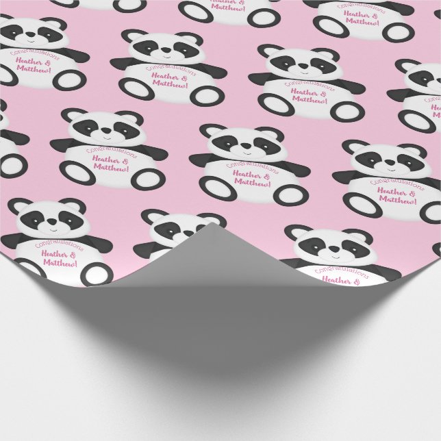 Rosa Panda Bear Baby Shower Presentpapper (Hörn)
