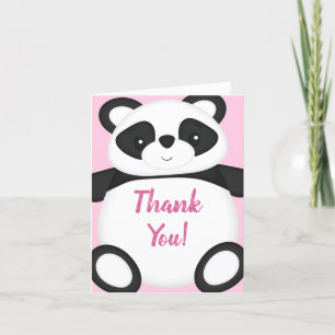 Rosa Panda Bear Baby Shower Tack Kort
