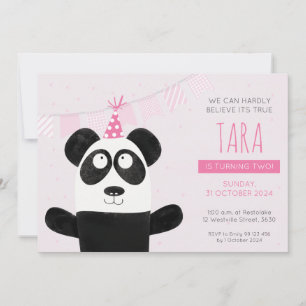 Rosa Panda Birthday-inbjudan Inbjudningar