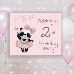 Rosa Panda Björn Balett 2-års Födelsedagsaffisch Poster
