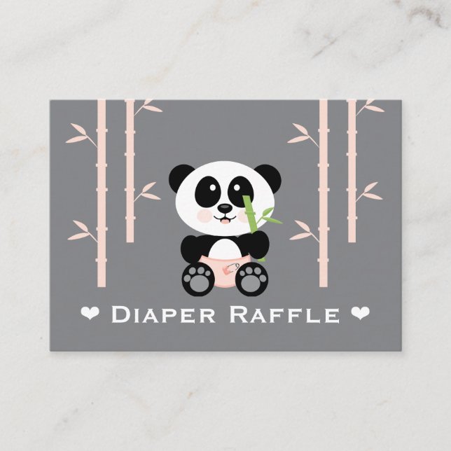 Rosa Panda Diaper Raffle Biljett Tilläggskort (Framsida)
