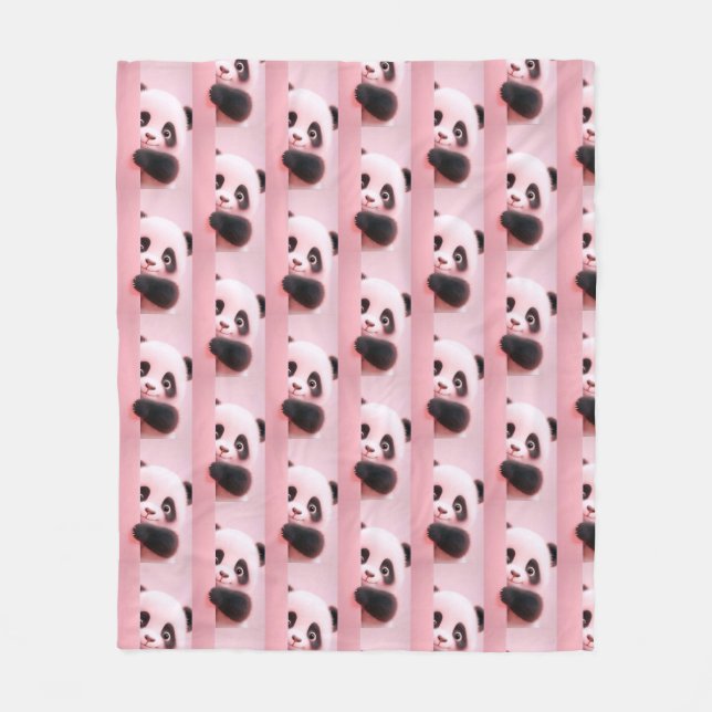 Rosa Panda Mönster Fleecefilt (Framsidan)