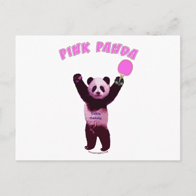 Rosa Panda Ping Pong Vykort (Framsida)