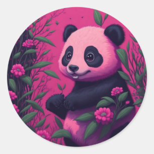 Rosa Panda Runt Klistermärke
