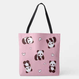 Rosa Panda Tote Bag Tygkasse