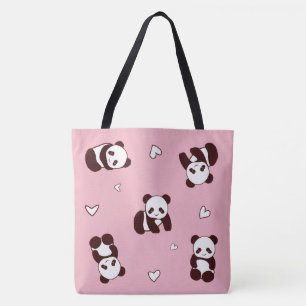 Rosa Panda Tote Bag Tygkasse