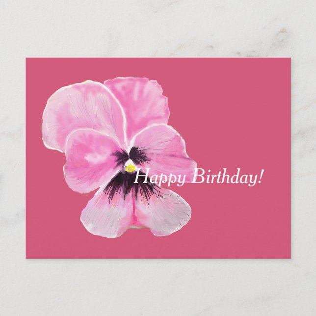 Rosa Pansy Birthday Card Vykort (Framsida)