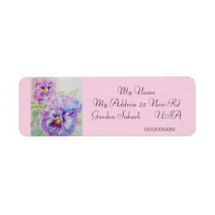 Rosa Pansy Flower Blommigt Returetiketter Returadress Etikett