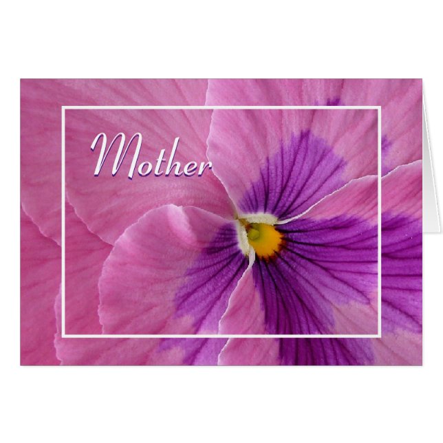 Rosa Pansy Mors dag Card Hälsningskort (Framsidan Horizontal)