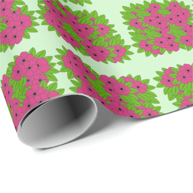 Rosa Pansy Wrapping Papper Presentpapper (Rullad Hörn)