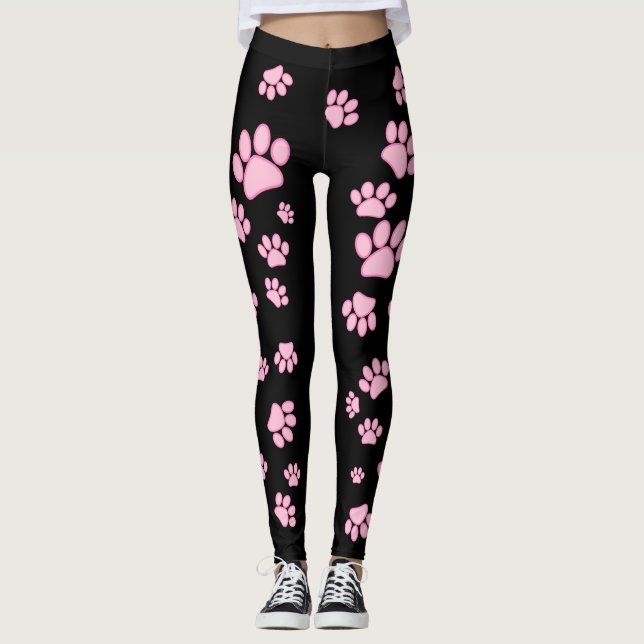 Rosa panterdamasker leggings (Framsida)