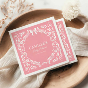 Rosa Papel Picado Baby Shower Pappersservett