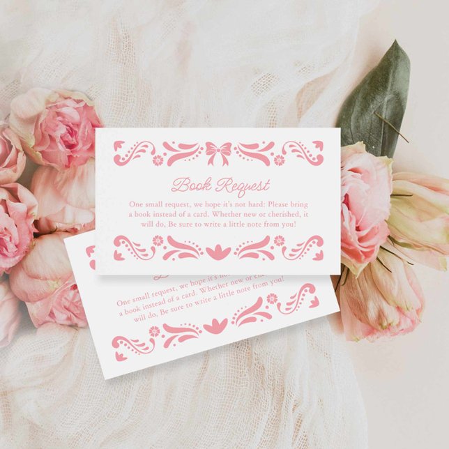 Rosa Papel Picado Bokar för Baby Tilläggskort (Pink Ribbon Books for Baby Card)