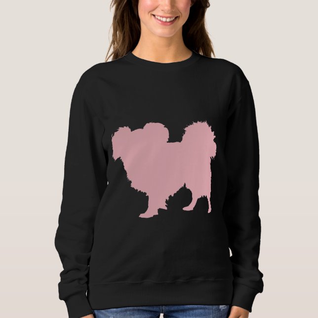 Rosa Papillon Silhouette T Shirt (Framsida)
