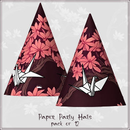Rosa Papper Crane Origami Cherry Blommar