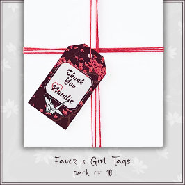 Rosa Papper Crane Origami Cherry Blommar Presentetikett