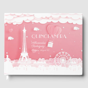 Rosa Papper Paris Quinceañera Gästböcker